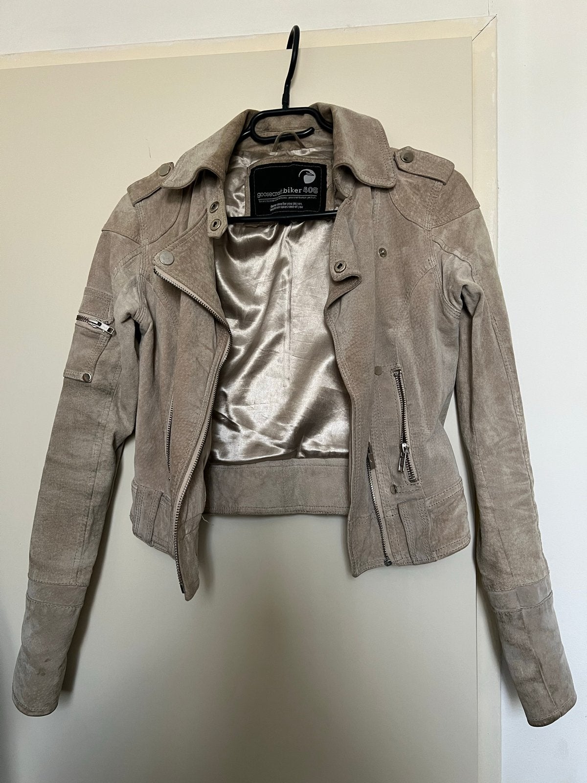 Goosecraft leren jasje biker 406 - Maat XS, Ophalen of Verzenden, Gedragen, Maat 34 (XS) of kleiner, Beige