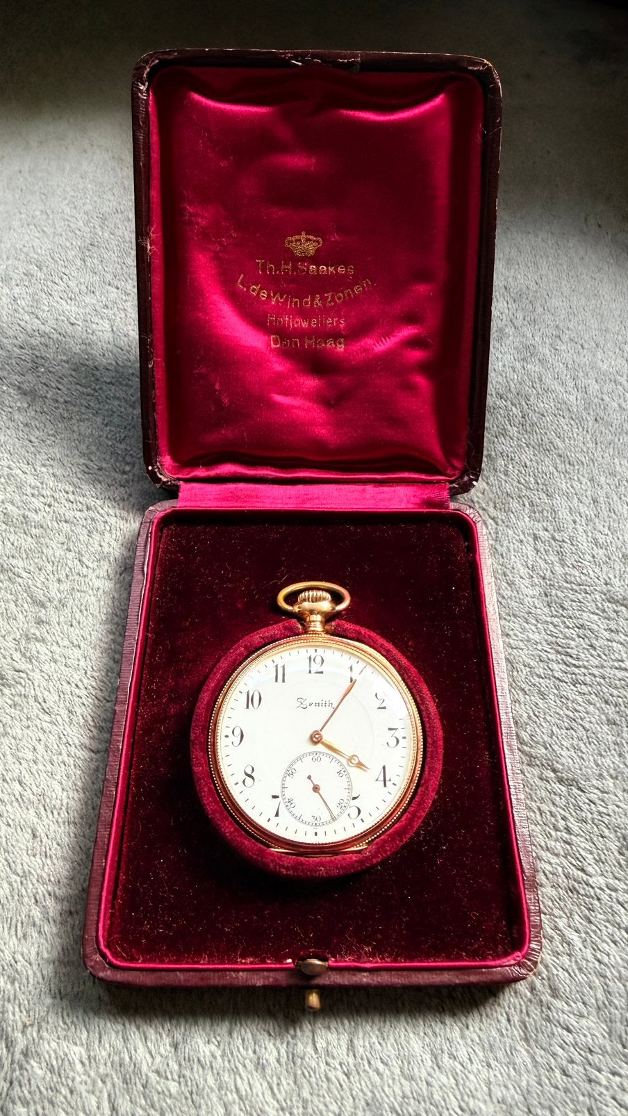 Antiek Zenith gouden zakhorloge (14K) – ca. 1908/1909, Ophalen of Verzenden, Goud, Zakhorloge, Overige merken