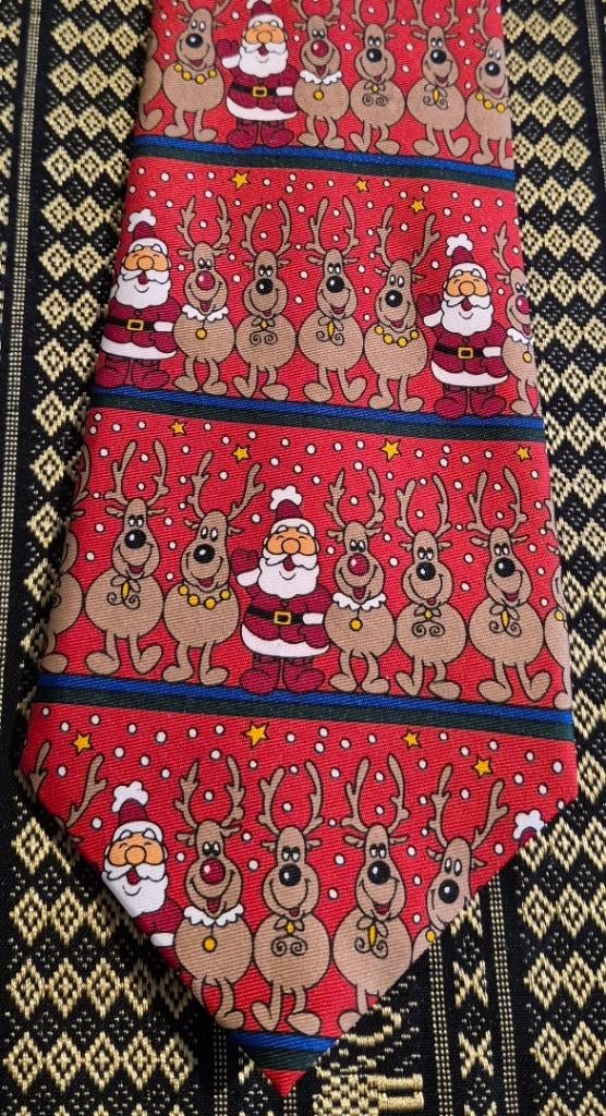 Kerst stropdas met Kerstman en 4 rendieren, Diversen, Kerst, Ophalen of Verzenden, Nieuw