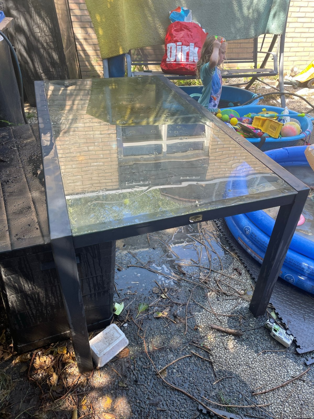 Glazen tuintafel Bois le Duc -, Ophalen, Gebruikt, Rechthoekig, Metaal