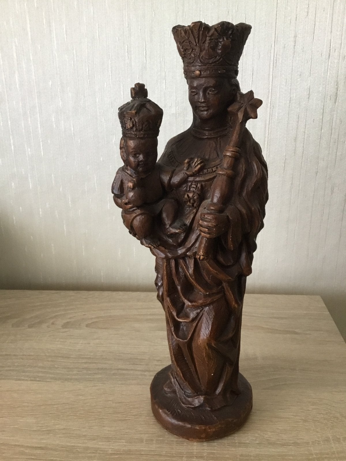 Oud Mariabeeld met kind, 30 cm hoog, Antiek en Kunst, Ophalen of Verzenden