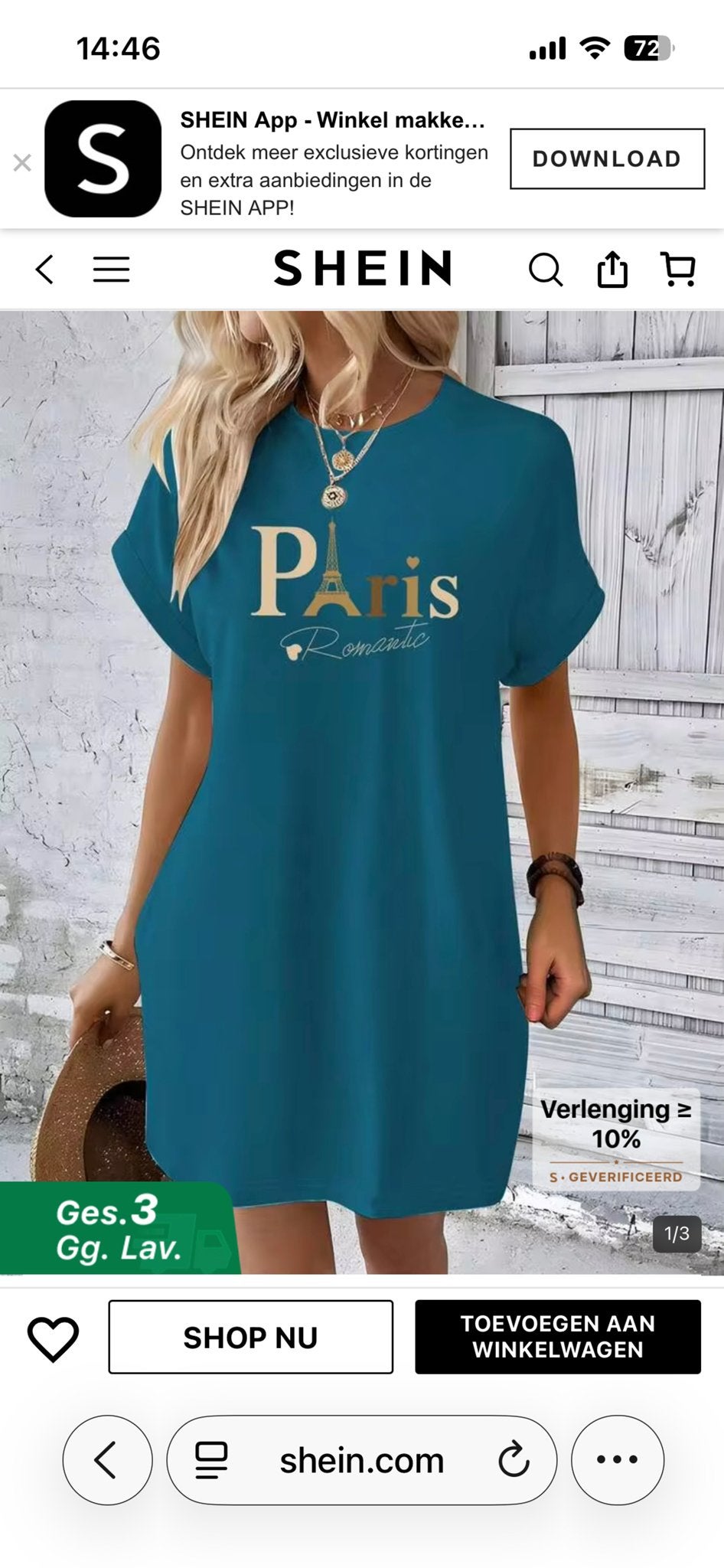 Nieuw Shein Jurkje Maat XL - Valt klein, Blauw, Maat 46/48 (XL) of groter, Nieuw, Ophalen of Verzenden