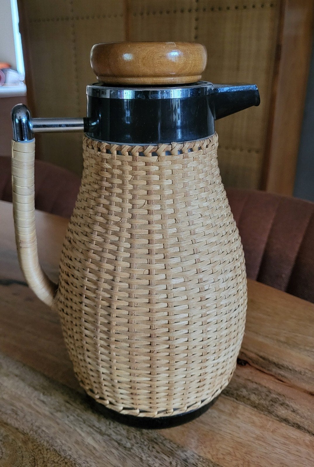Vintage rieten thermoskan, Ophalen of Verzenden, Huis en Inrichting