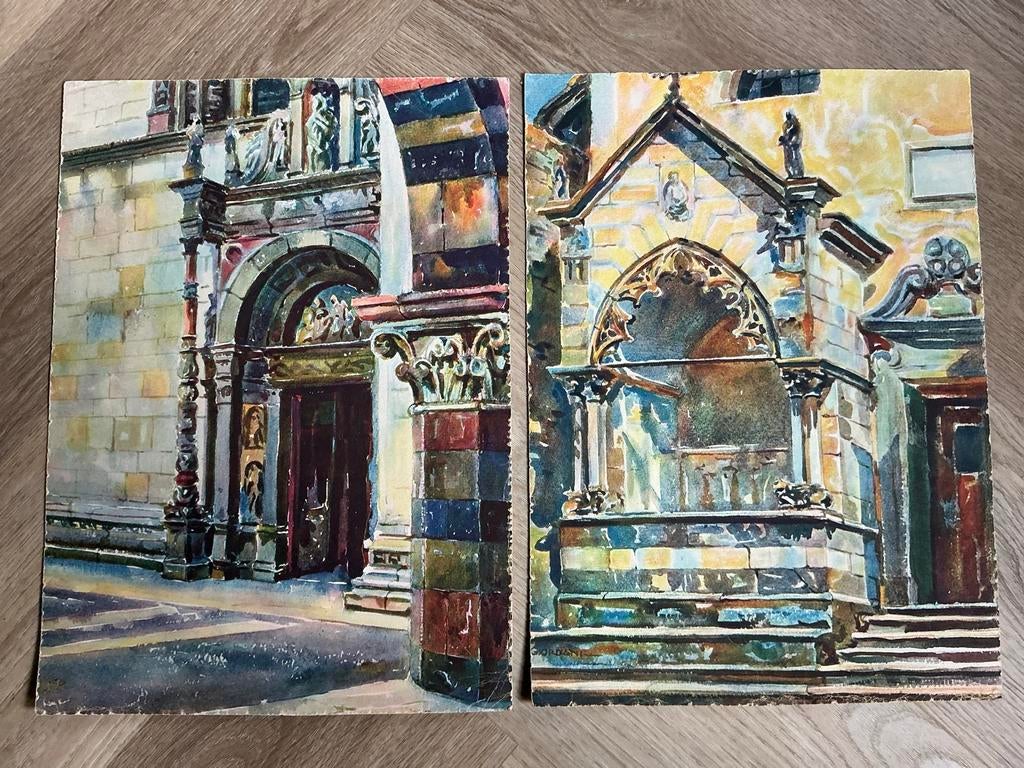 2 aquarellen van Giordani, Ophalen of Verzenden