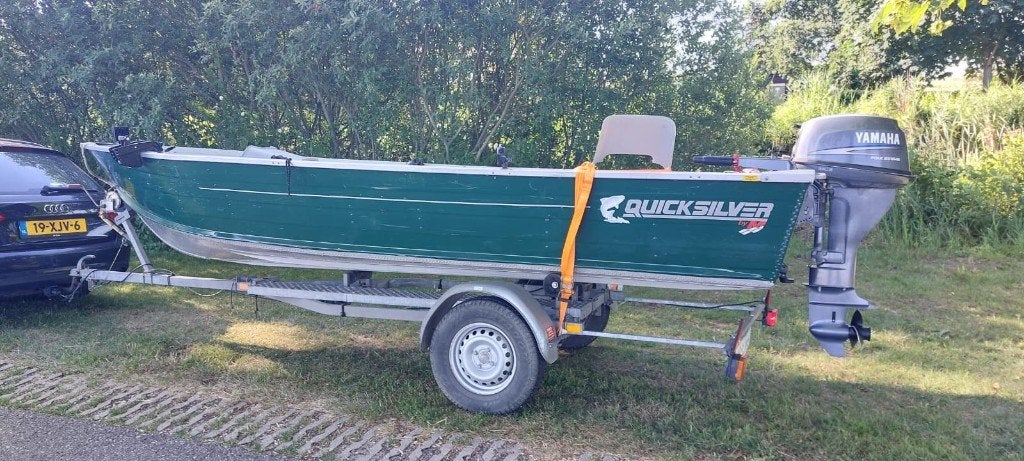 Quicksilver 500SF aluminium + 15pk Yamaha & Damco trailer, Ophalen, 10 tot 30 pk, Gebruikt, 15 pk