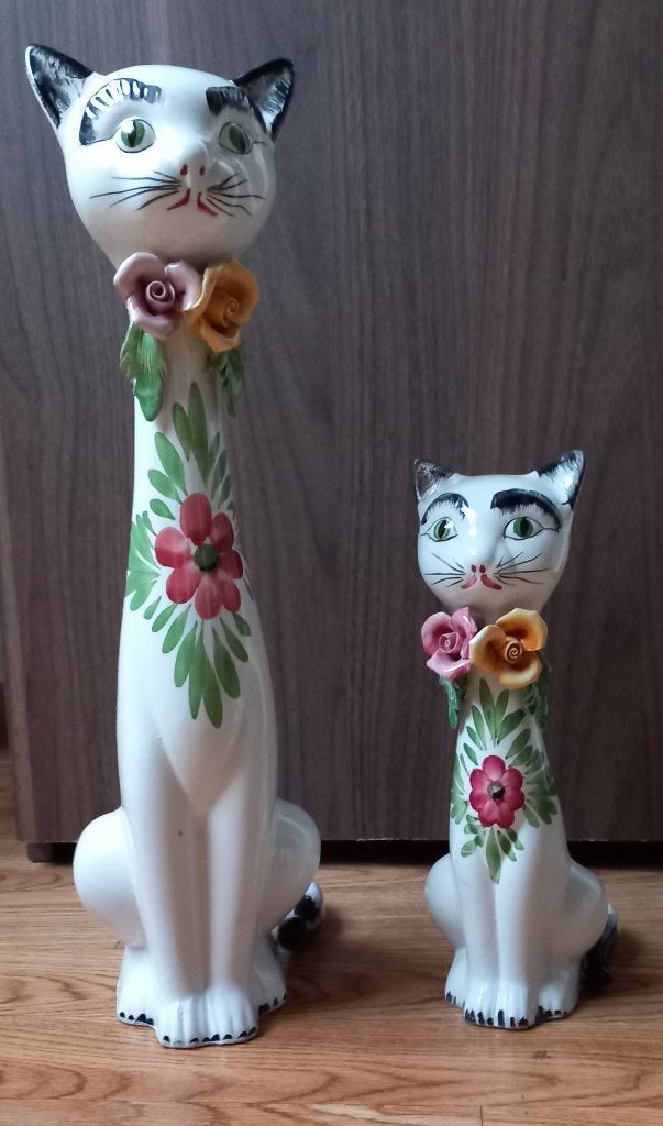 2 retro poezen beeldjes, Ophalen of Verzenden, Gebruikt, Overige stijlen