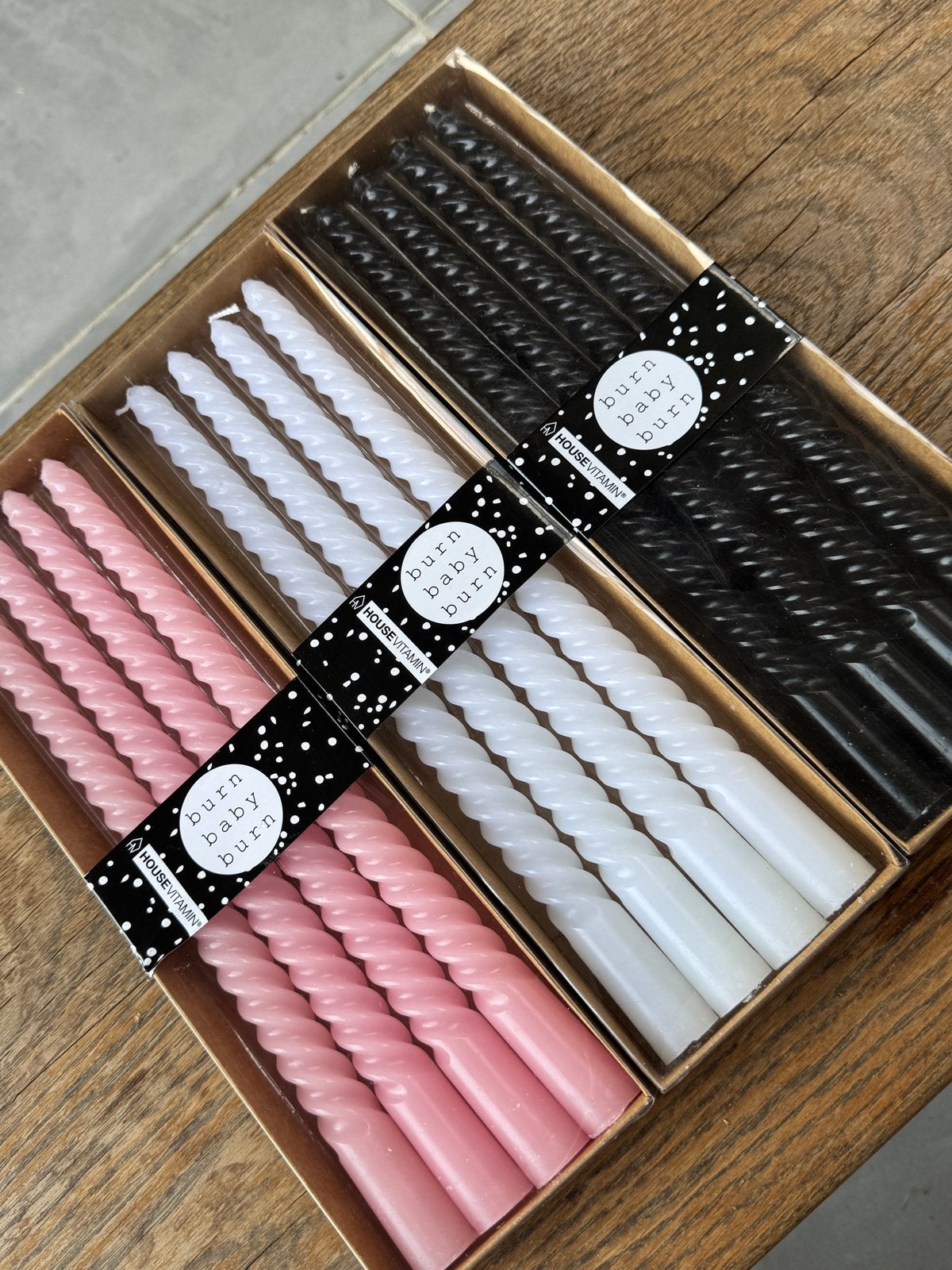 Roze, witte en zwarte lange gedraaid kaarsen, Ophalen, Overige merken, Roze, Kaars