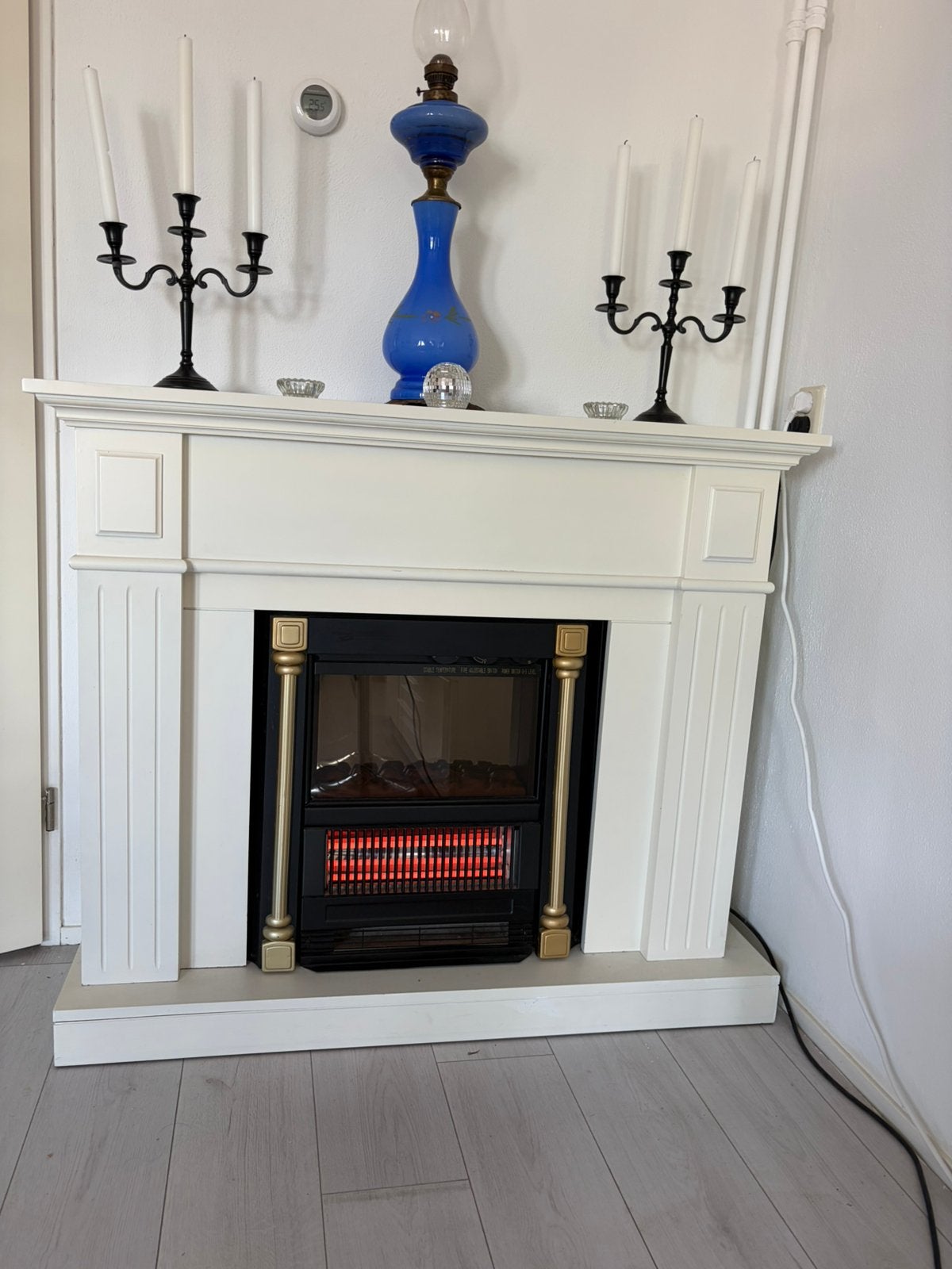 Elektrische Sfeerhaard met Klassieke Schouw, Huis en Inrichting, Haarden, Ophalen, Gebruikt, Vrijstaande haard, Elektrische haard