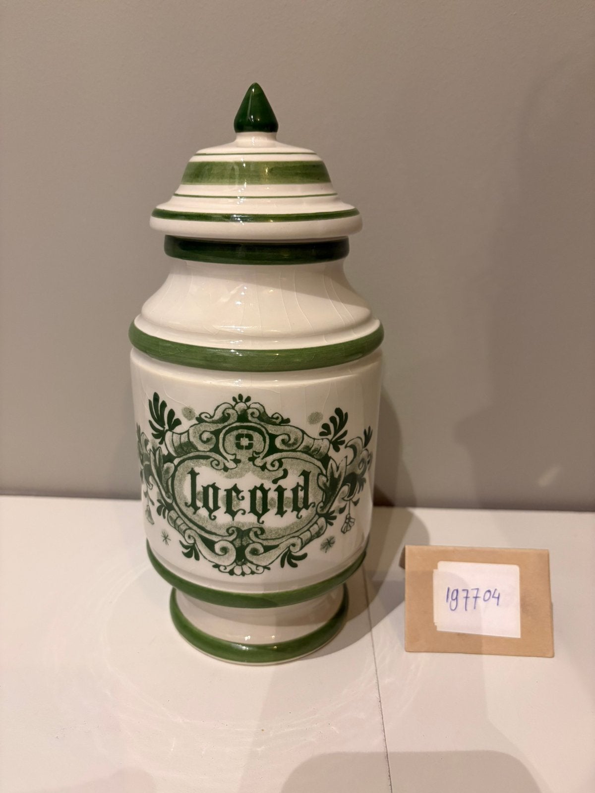 Antieke Delfts groene apothekerspot/zalfpot, Ophalen of Verzenden
