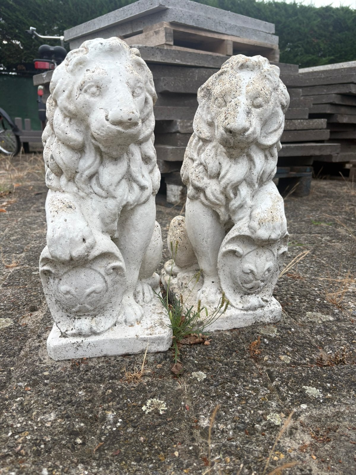 Betonnen leeuwen tuinbeelden, Tuin en Terras, Tuinbeelden, Ophalen, Gebruikt