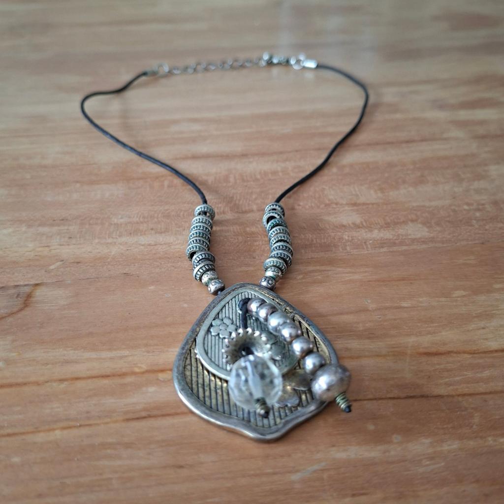 Vintage ketting met bedels - Emo Gothic Punk, Ophalen of Verzenden, Nieuw, Zilver, Overige materialen