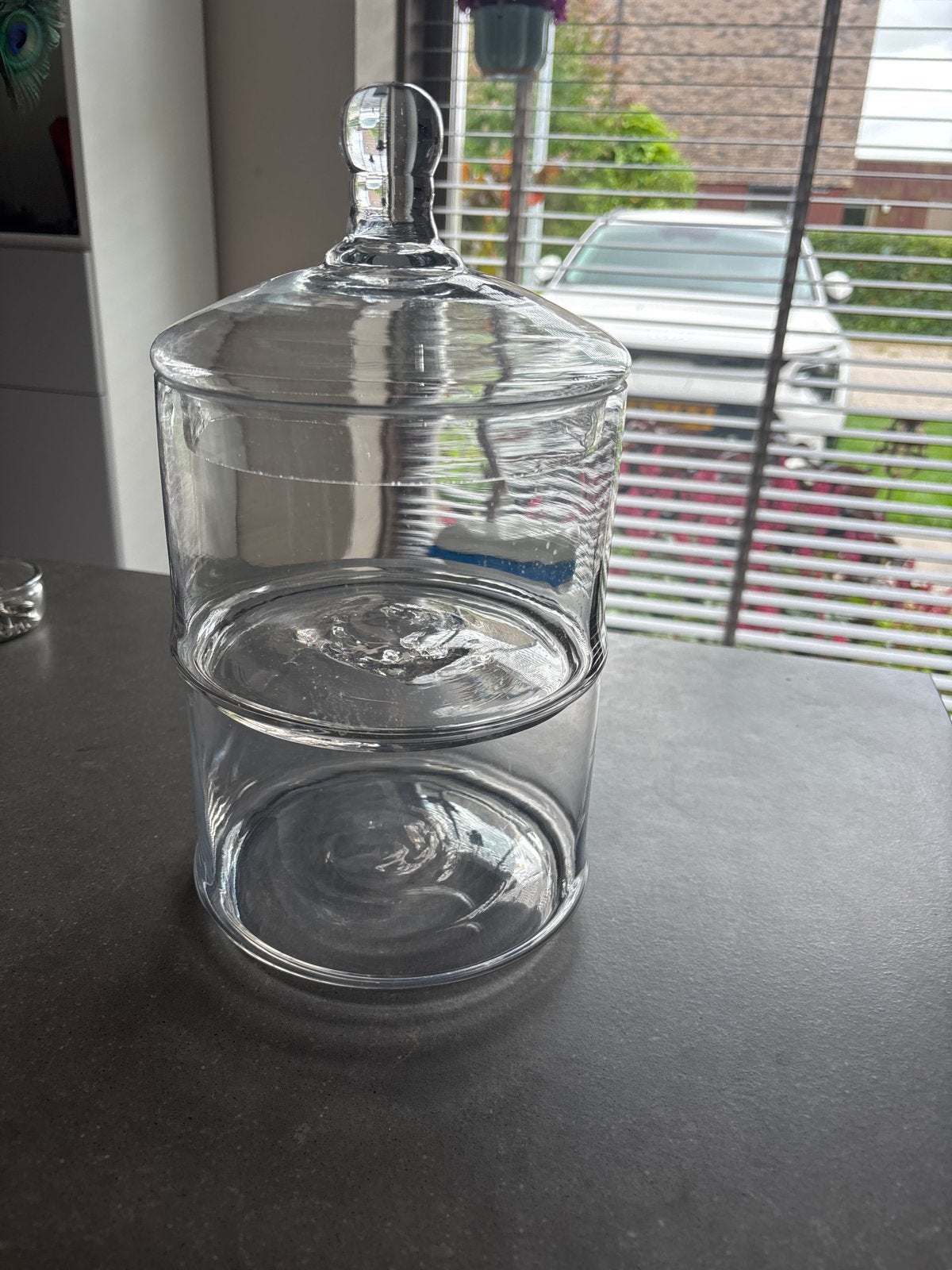 Glazen snoep- of koekpot met deksel, Ophalen, Gebruikt, Glas