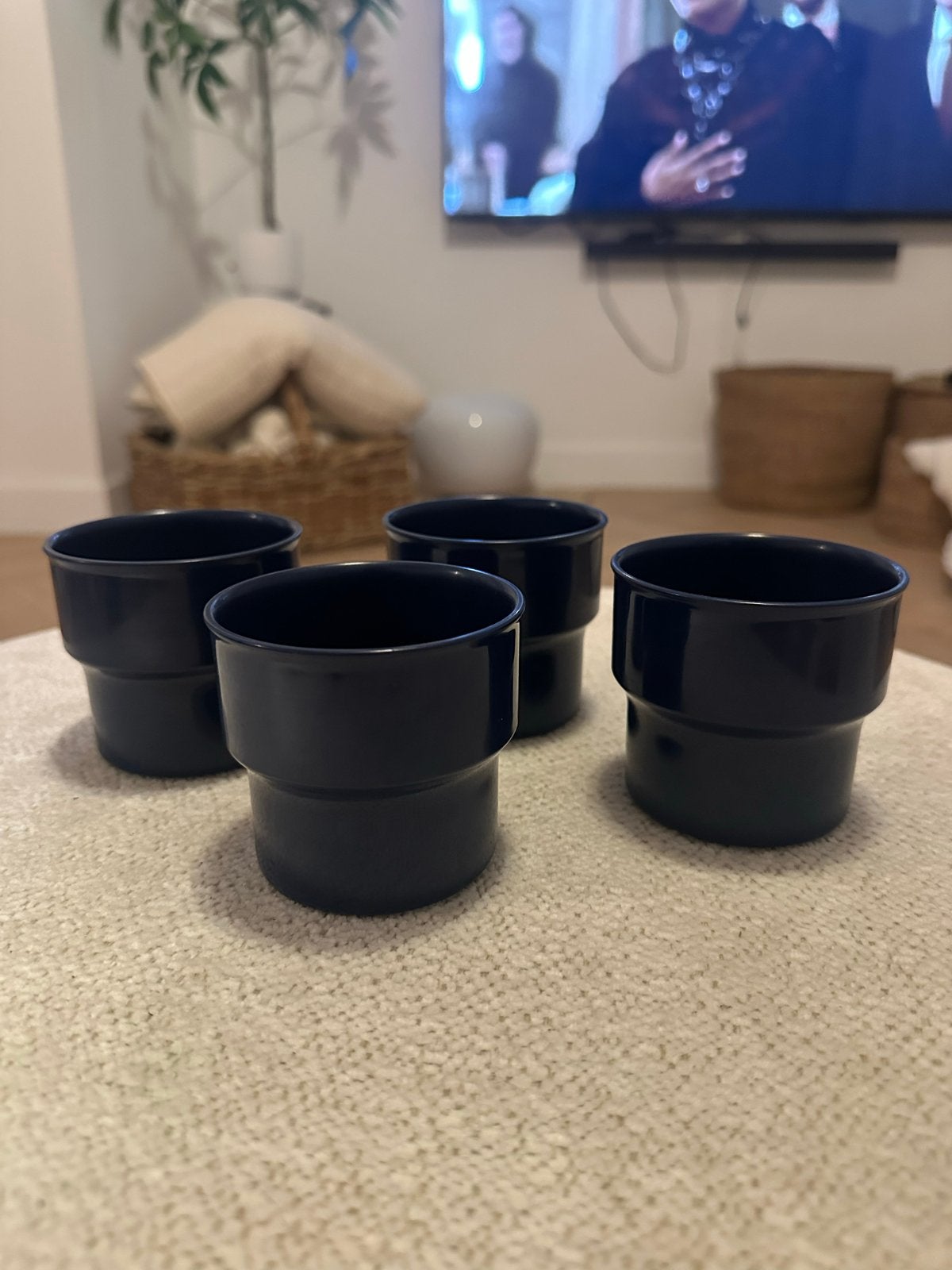 Set van 4 Mepal Rösti Melamine Mokken Donkerblauw, Kunststof, Ophalen of Verzenden, Overige merken, Overige typen