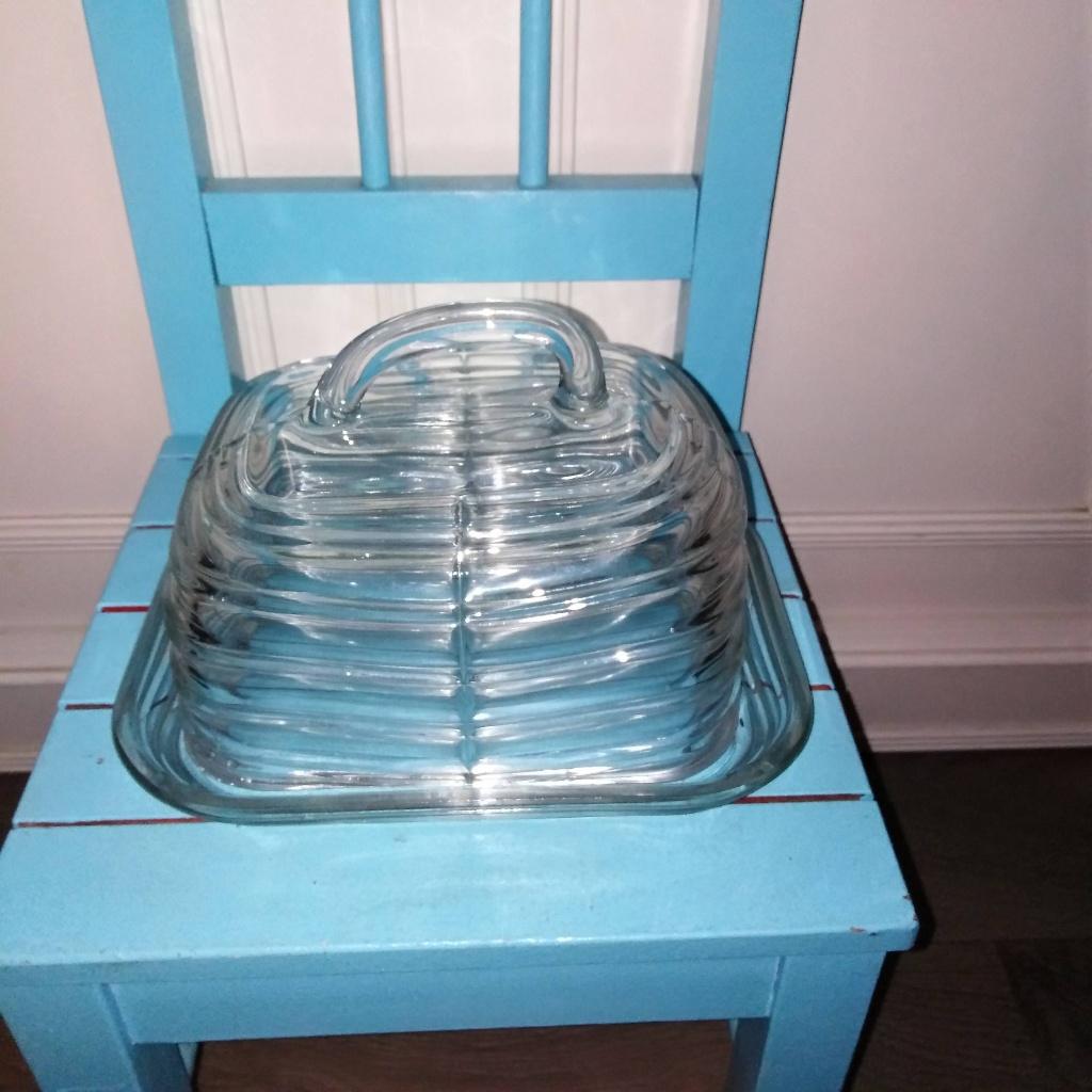 Vintage glazen kaasstolp uit de Art Deco-periode, Ophalen, Gebruikt, Overige typen, Glas