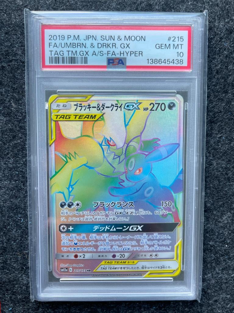 Umbreon &Darkrai GX #215 PSA10, Ophalen, Zo goed als nieuw, Losse kaart, Foil