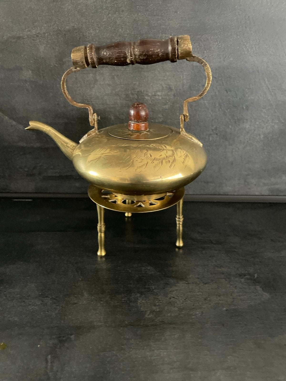Antieke koperen theepot met onderstel, Antiek en Kunst, Ophalen of Verzenden, Koper