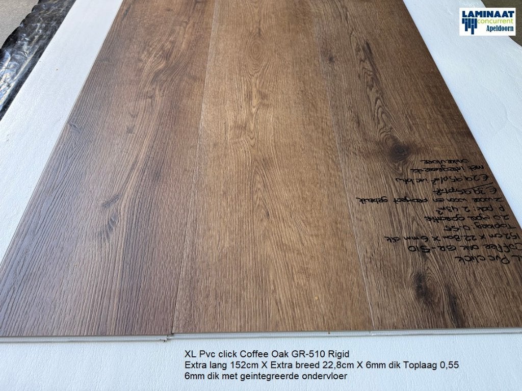Pvc click Coffe Oak Donker Bruin met integreerde ondervloer, XL Pvc click Extra lang Extra breed Extra dik Donker bruin, Bruin