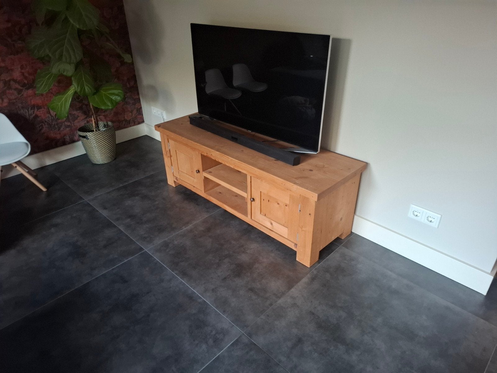 Massief houten eettafel salontafels en TV-meubel handgemaakt, Gebruikt, 200 cm of meer, 50 tot 100 cm, 75 – 100