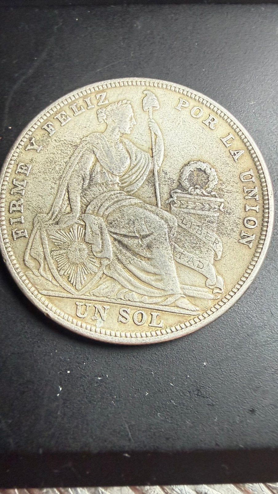 PERU 1924 1 SOL FIRME Y FELIZ POR LA UNION SILVER, Ophalen of Verzenden, Zilver