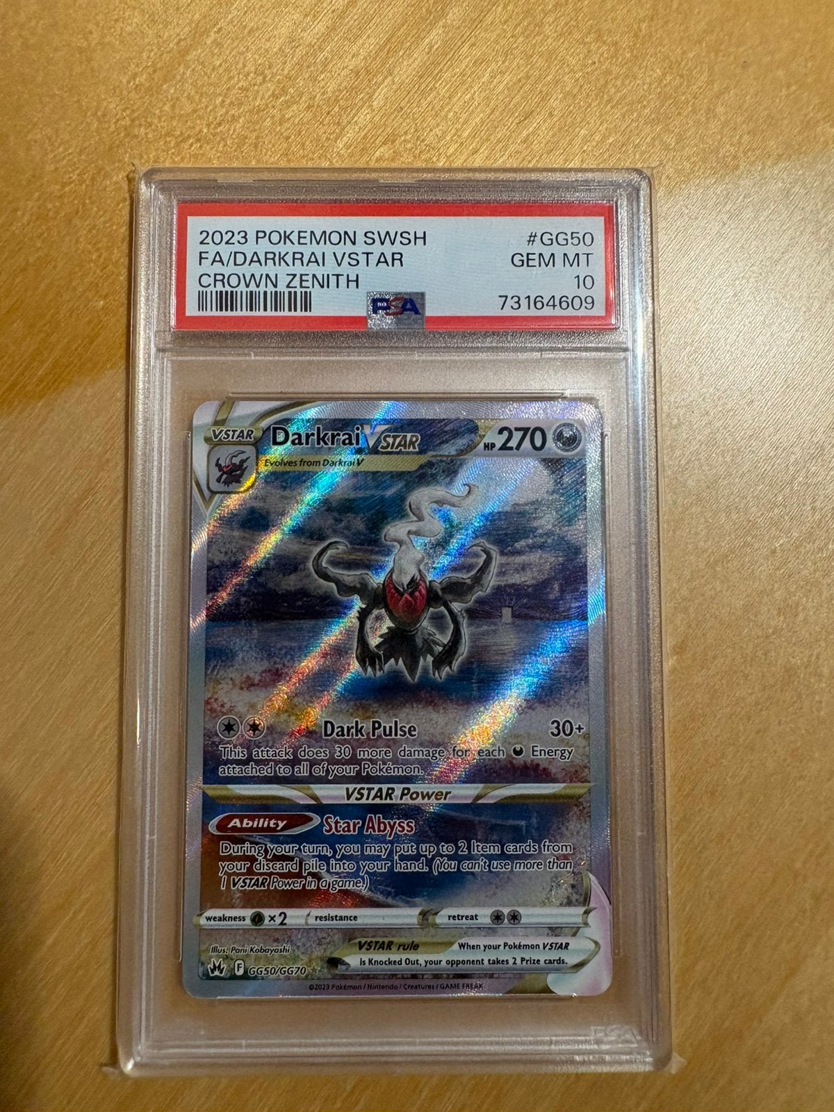 Darkrai VSTAR (CRZ GG50) PSA 10 Crown Zenith, Ophalen of Verzenden, Nieuw, Losse kaart