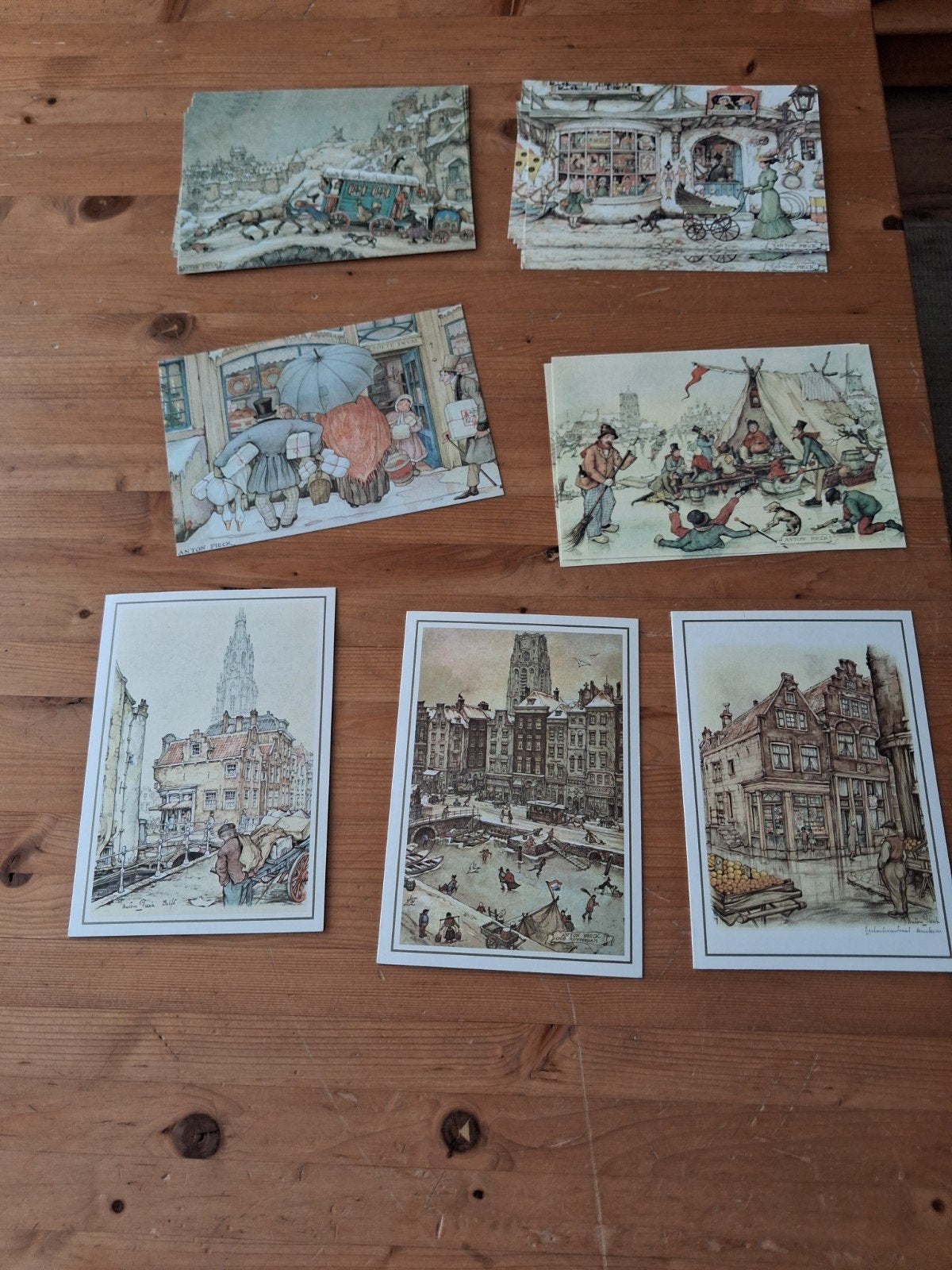 18 onbeschreven kerstkaarten van Anton Pieck, Ophalen of Verzenden, 1980 tot heden, Ongelopen