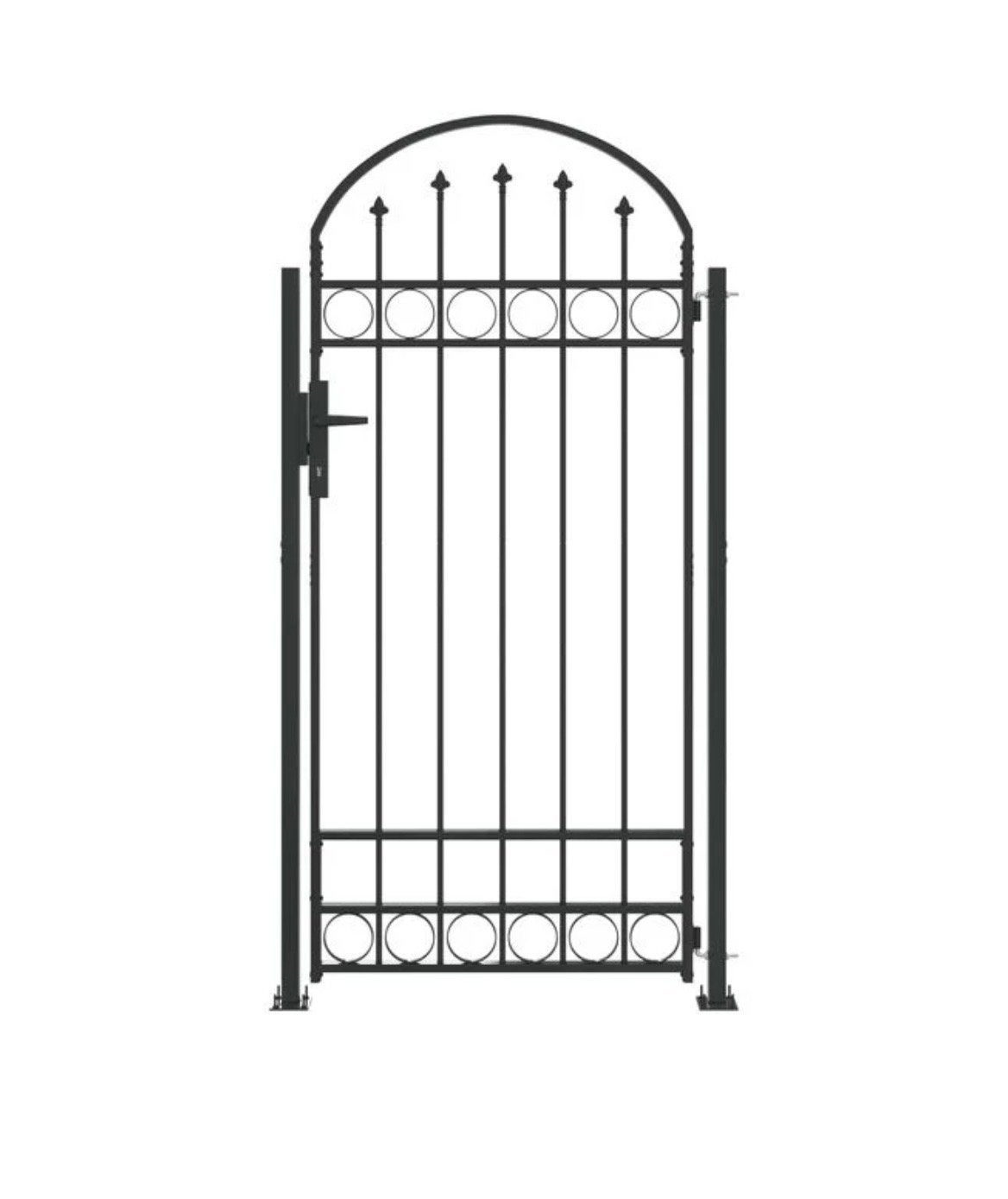 vidaXL Poort met gebogen bovenkant en 2 palen 105x204 cm zwa, Tuin en Terras, Ophalen, 200 cm of meer, Nieuw, Looppoort