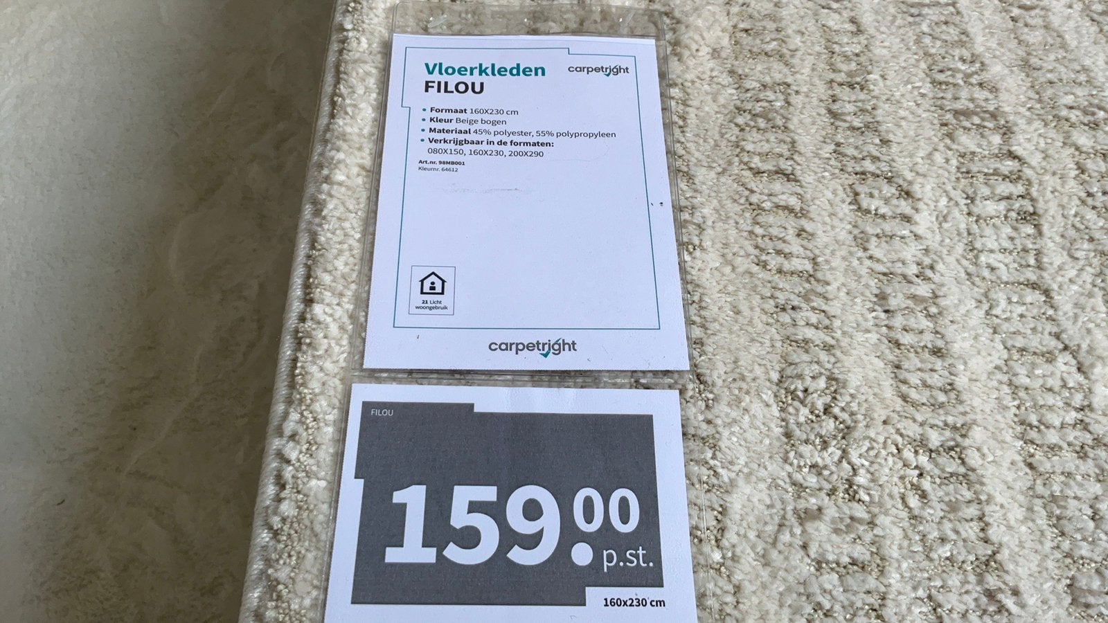 Nieuw Carpetright Filou vloerkleed 1.60 m bij 2.30 m, Ophalen, 150 tot 200 cm, Rechthoekig, Nieuw