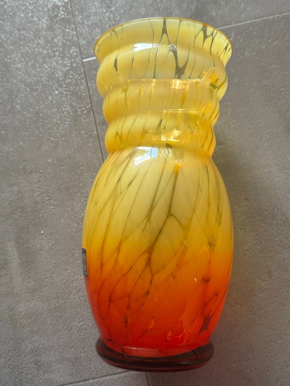 Prachtige vaas  van Boheems glas Geel/Oranje, Ophalen, Geel, Glas