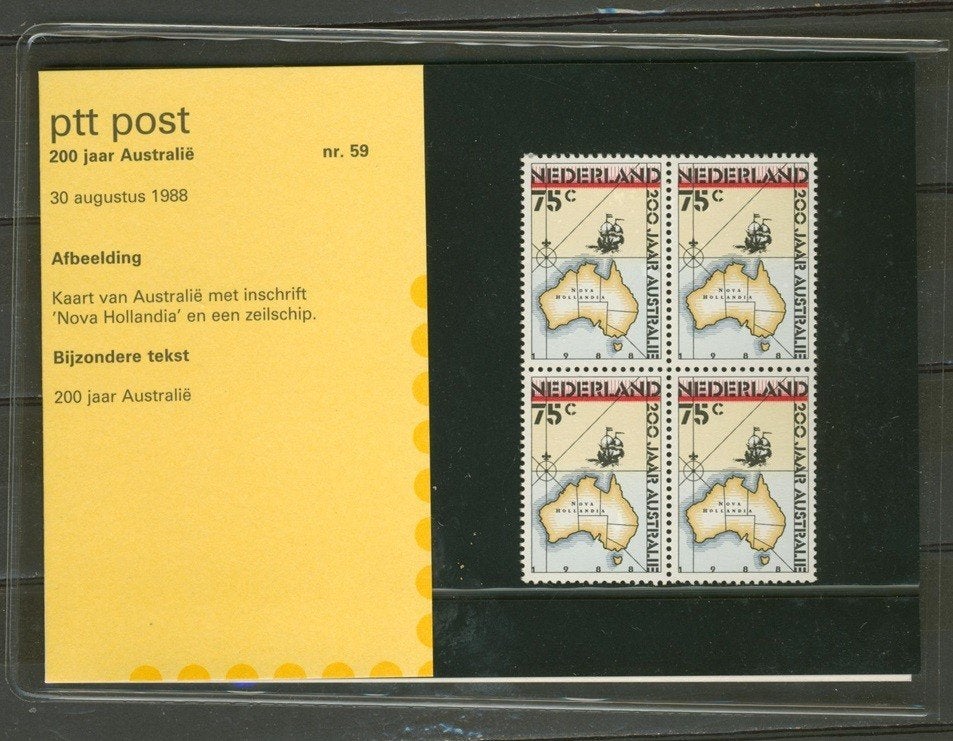 PTT Post Postzegelmapje M59 1988 200 jaar Australie p-59 jdu, Ophalen of Verzenden, Na 1940, Postfris