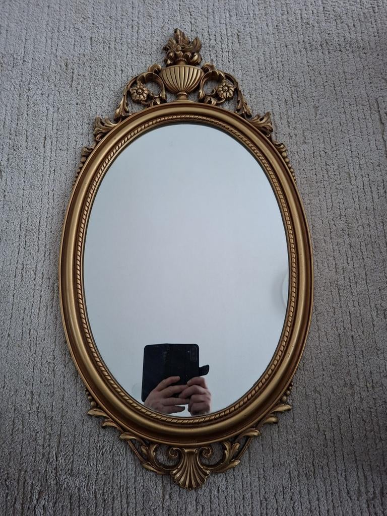 Vintage Pieterman spiegel Barok Rococo stijl, Antiek en Kunst, Antiek | Spiegels, Ophalen of Verzenden, Ovaal, Minder dan 50 cm
