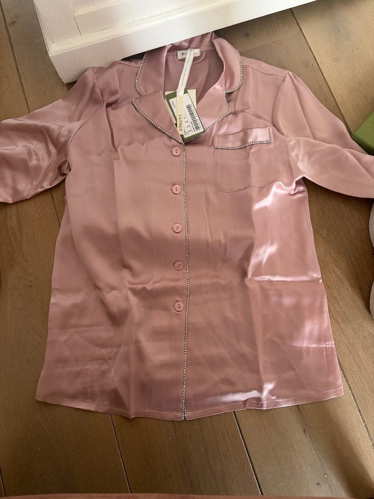 Lilysilk strass zijden pyjama roze, Lilysilk, Ophalen of Verzenden, Nieuw, Maat 34 (XS) of kleiner