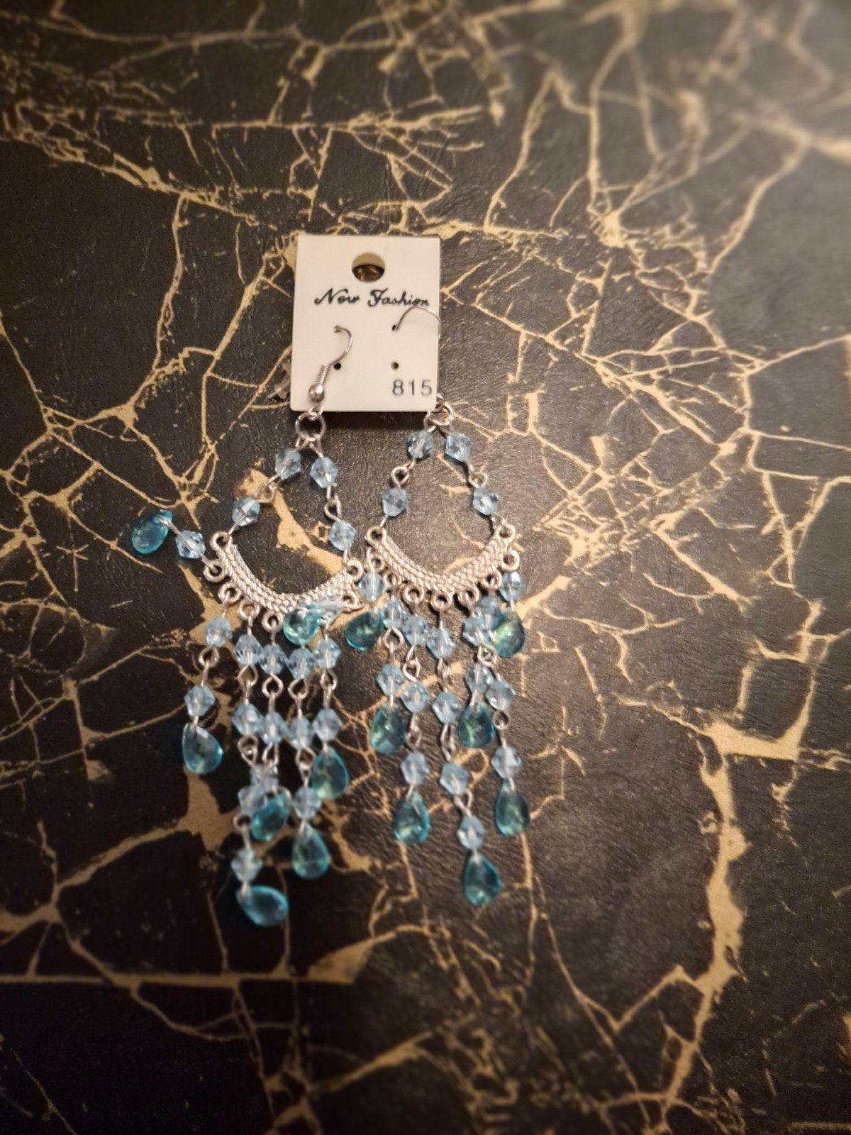 Nieuwe blauwe oorbellen met kralen - New Fashion, Met kristal, Overige materialen, Hangers, Blauw