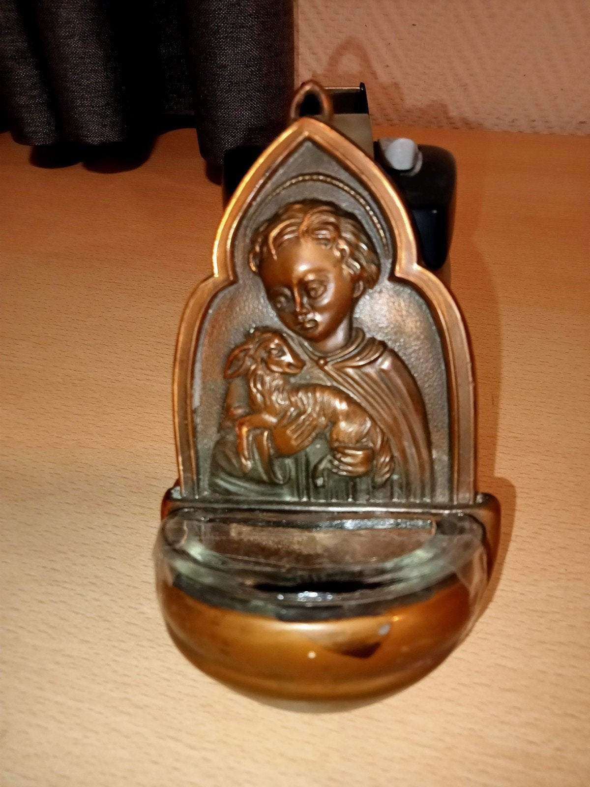 Antiek wijwater vaatje, gegoten, in zeer goede staat, Ophalen of Verzenden