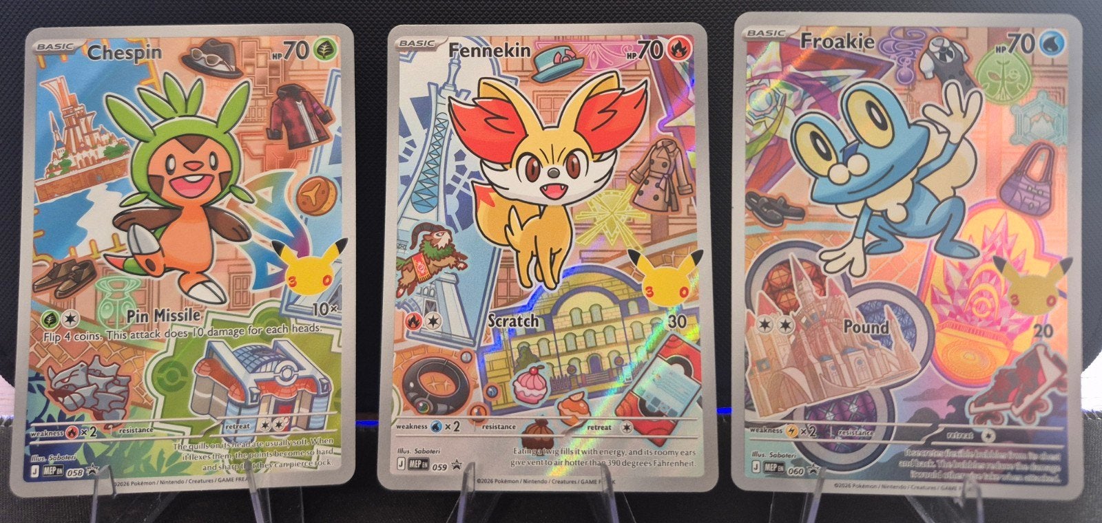 Pokémon First Partner Series 3 Chespin, Fennekin en Froakie, Ophalen, Nieuw, Meerdere kaarten, Foil