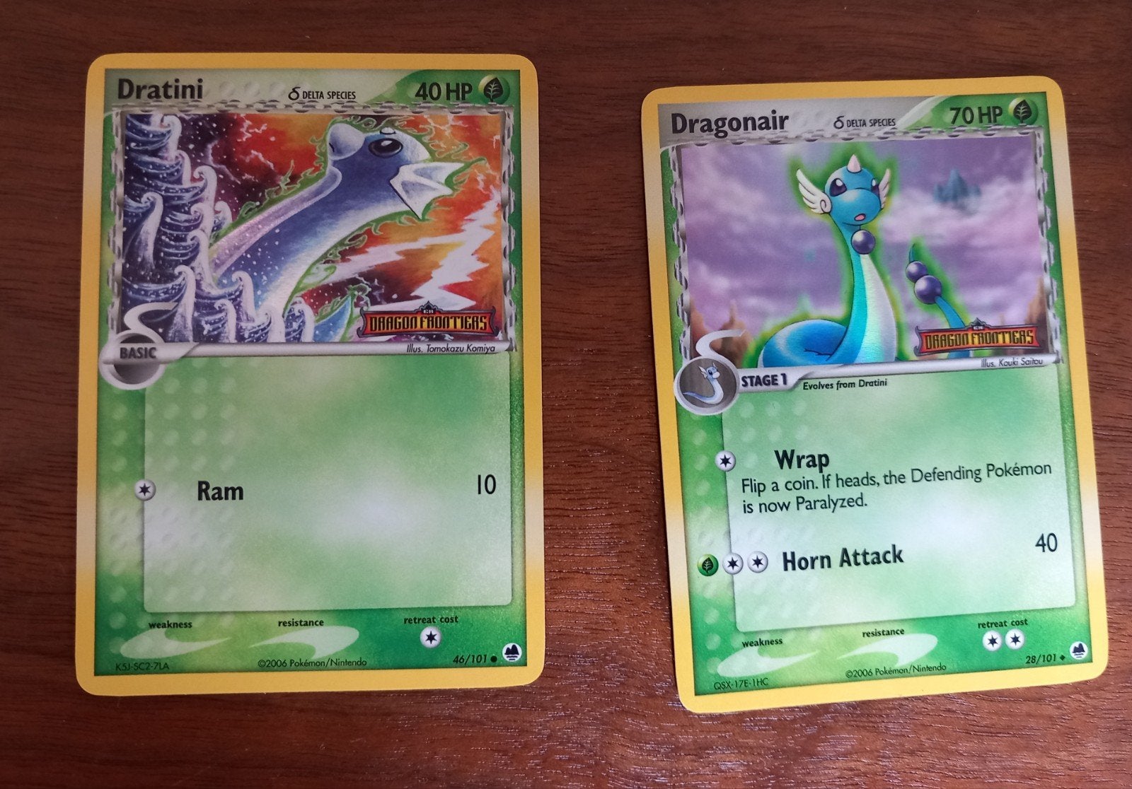 Pokémon Kaarten: Dratini & Dragonair (Dragon Frontiers), Ophalen of Verzenden, Zo goed als nieuw, Meerdere kaarten