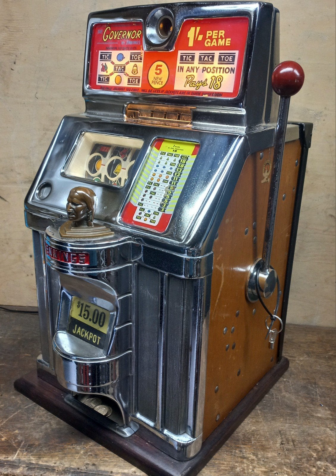 Jennings governor slotmachine tic tac toe, Ophalen, Gebruikt