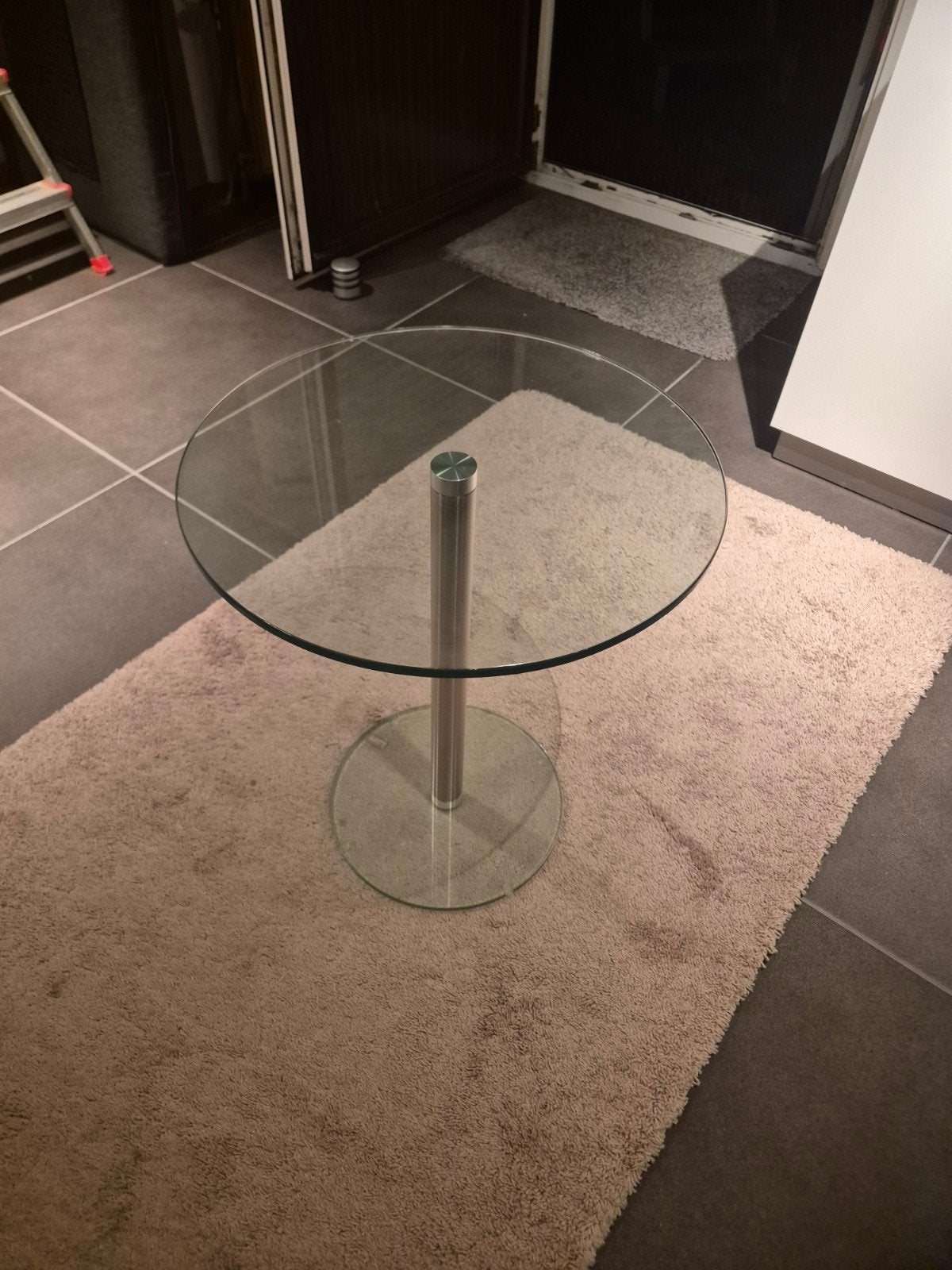 Originele HELDEER design glazen bijzettafel / salontafel – Ø, Ophalen, 50 tot 100 cm, Rond, 50 tot 100 cm