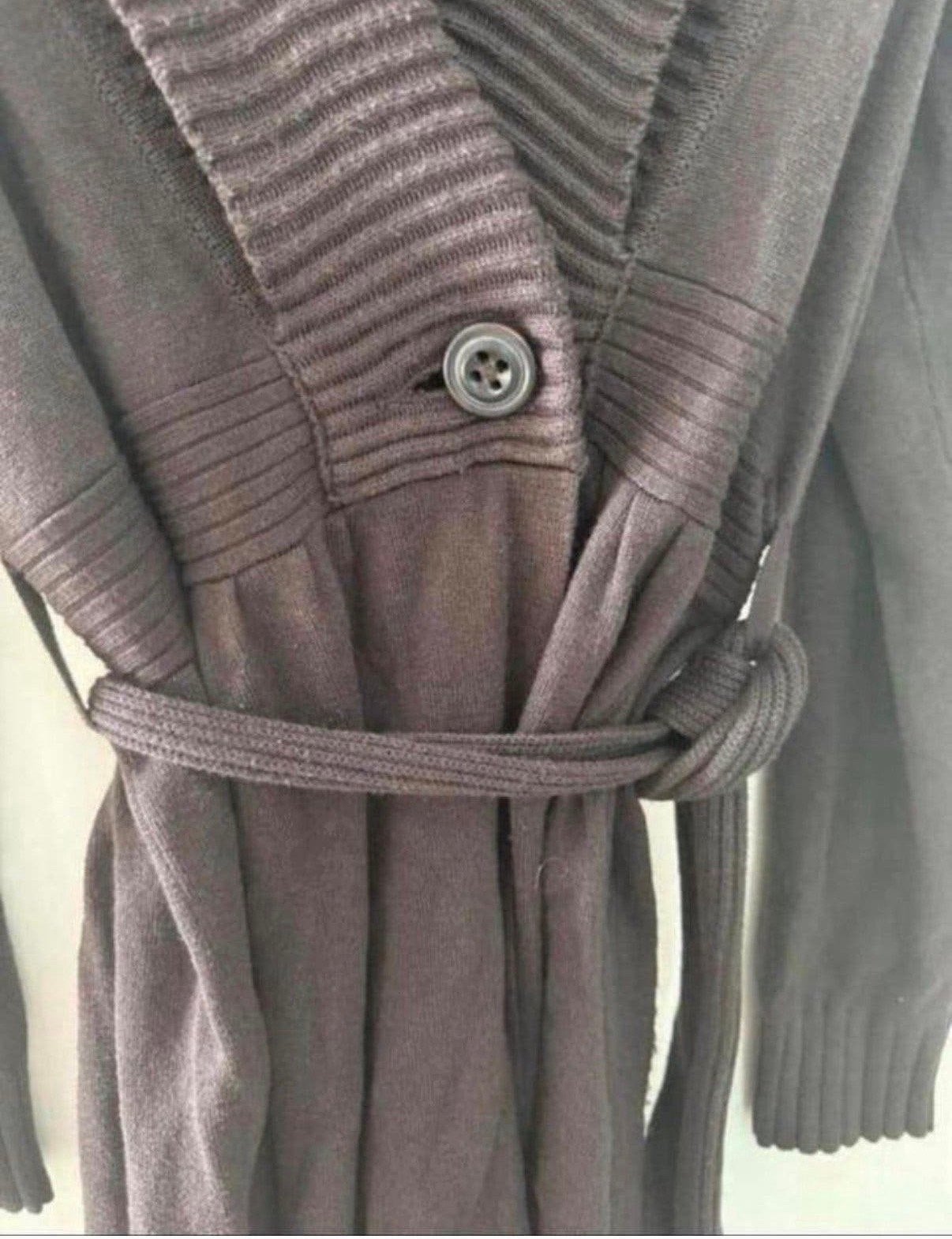 Hugo Boss vest - Donkerbruin gebreid vest met ceintuur, Ophalen of Verzenden, Gedragen, Maat 38/40 (M), Bruin