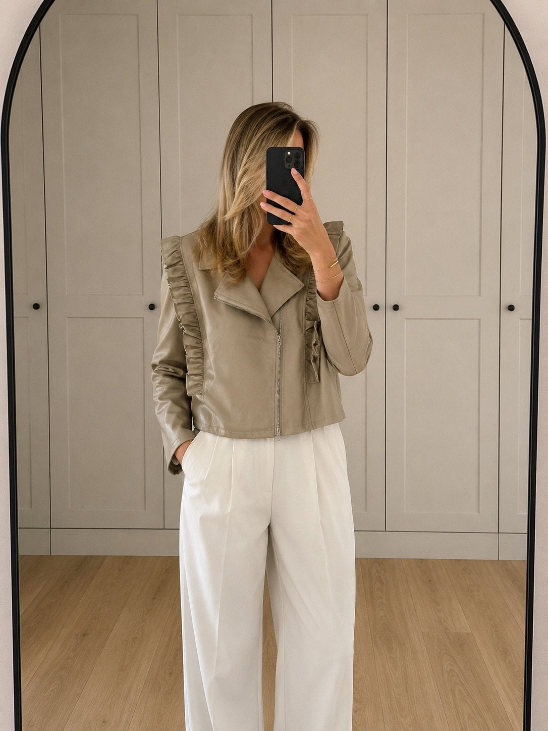 Leerlook jasje | Envy | L | heel goed, Beige, Maat 42/44 (L), Ophalen of Verzenden, Zo goed als nieuw