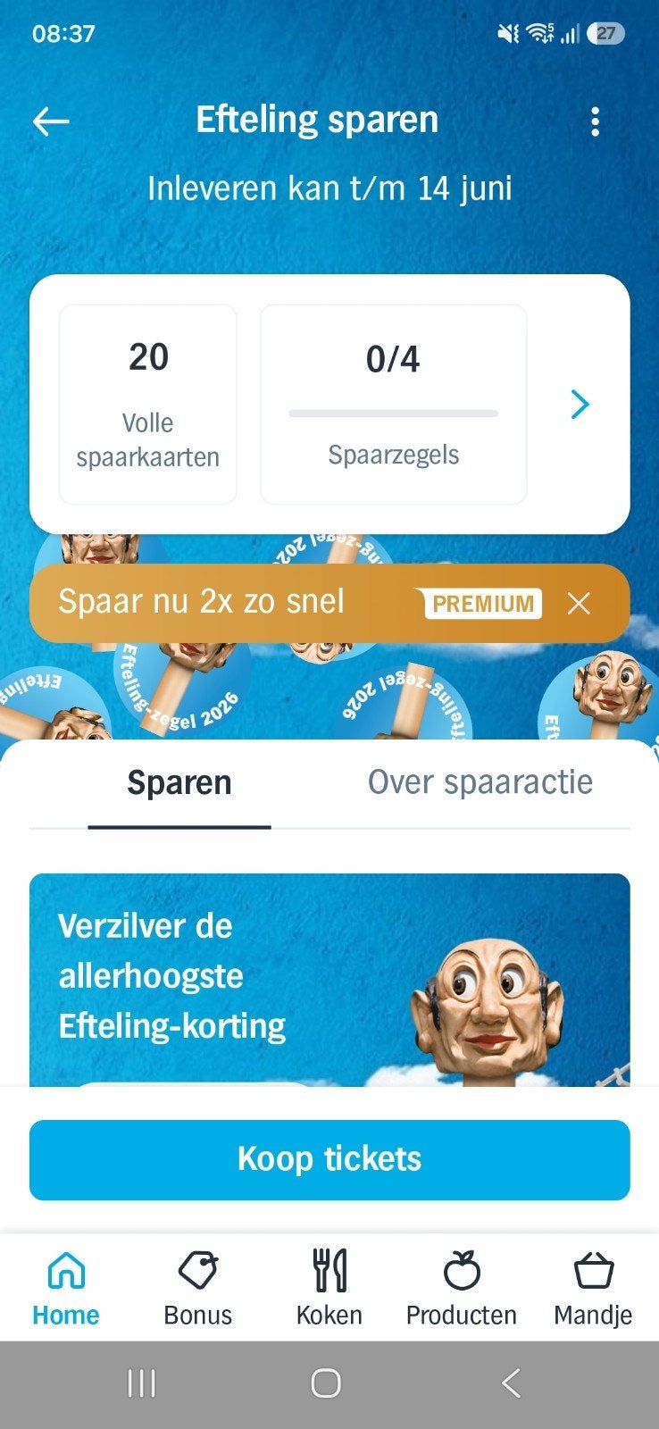 Efteling Spaarkaart - Volle kaart voor korting, Ophalen of Verzenden