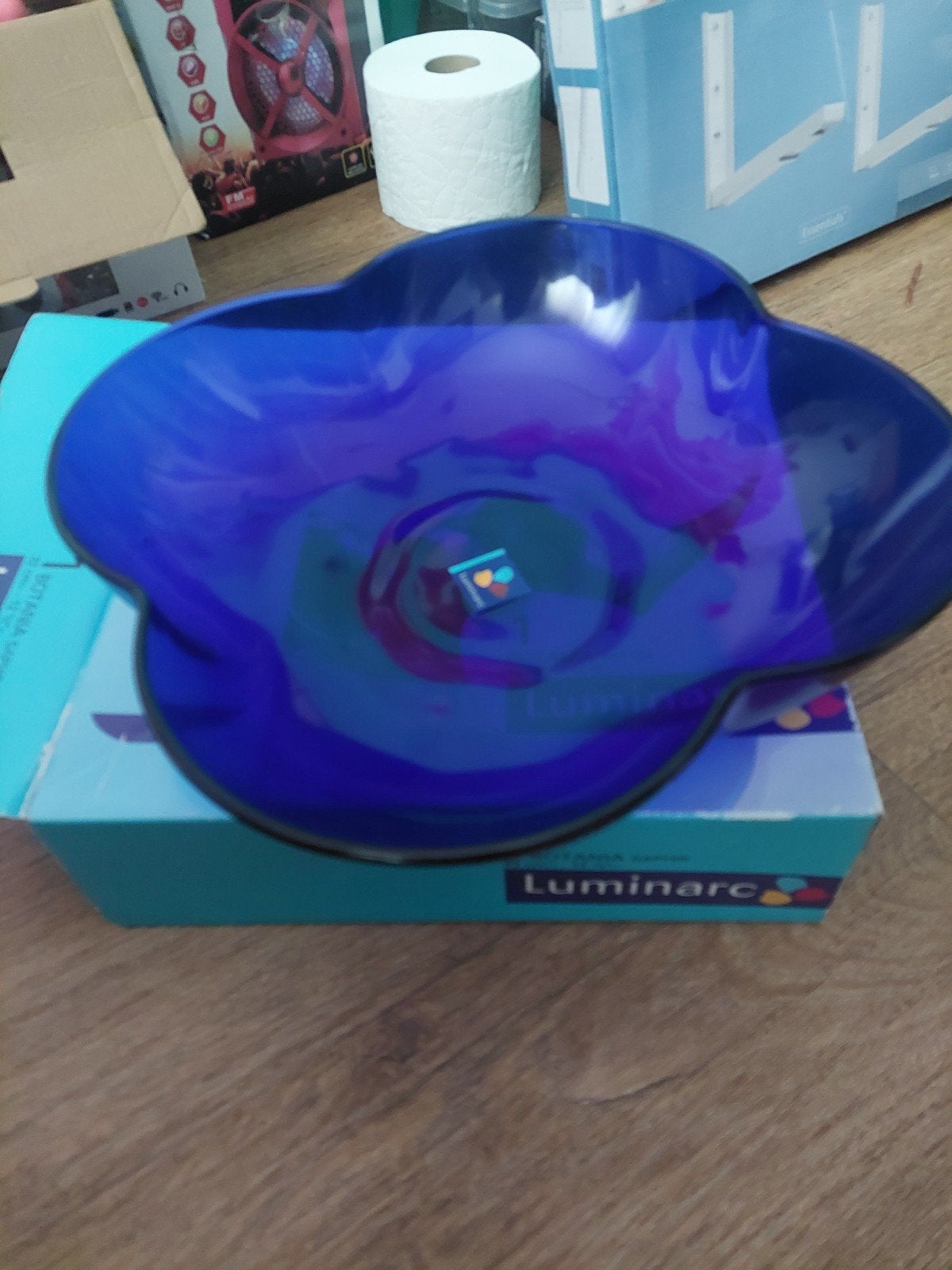 Luminarc Botania Saphir Schaal - Blauw Glas, 32 cm, Ophalen, Schaal, Nieuw, Glas