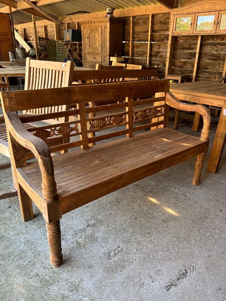 Teak tuinbank banken met prachtige decoraties diverse maten, Ophalen, Teakhout, Hoevesteenwijkerwold@gmail.com, Hesselingendijk 1, 8341TP Steenwijkerwold