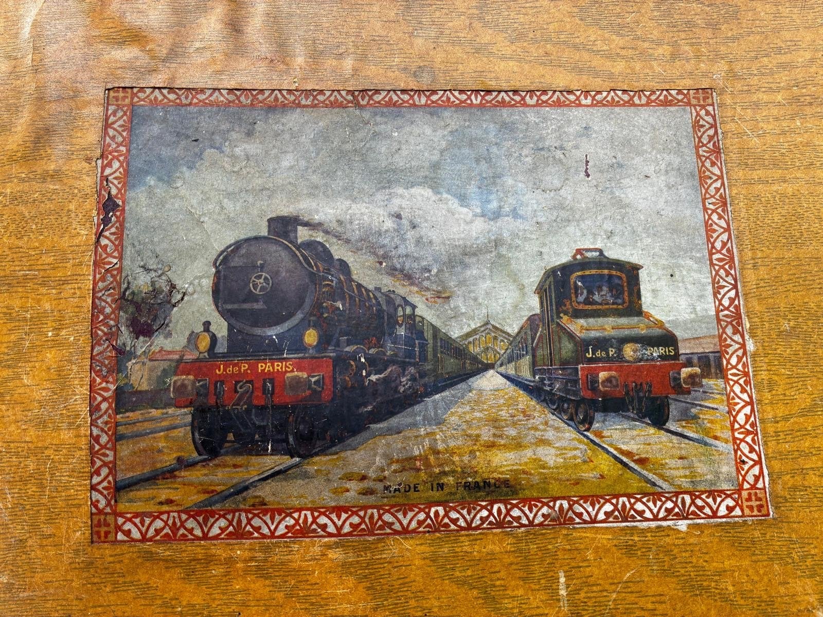 Antieke J.de P. Parijs Treinset met Locomotief en Wagons, Gelijkstroom, Analoog, Ophalen, Overige merken