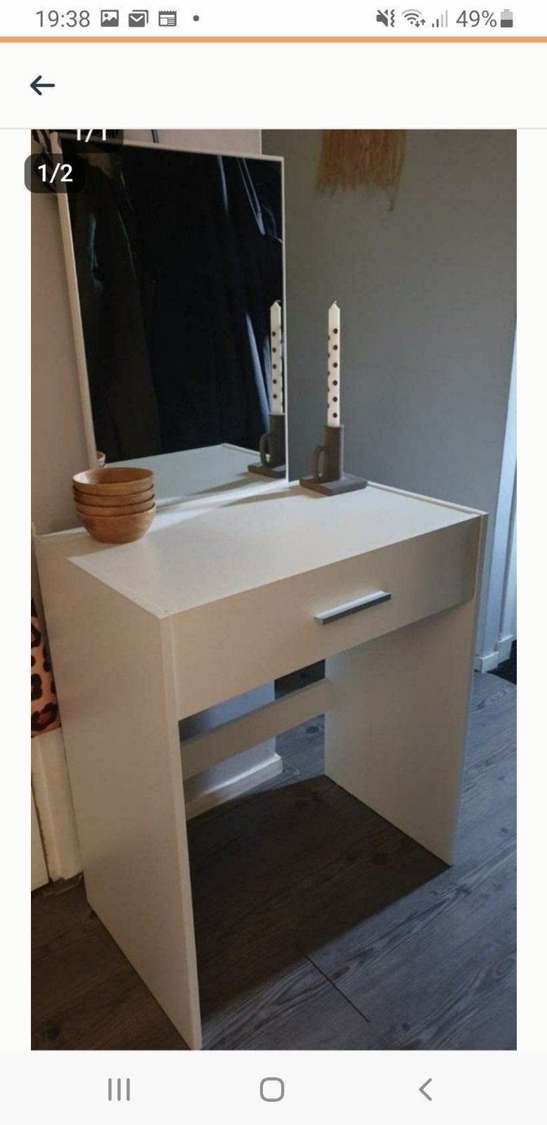 zgan kaptafel met lade en vaste spiegel, Ophalen of Verzenden, Zo goed als nieuw, 50 tot 100 cm, Minder dan 100 cm