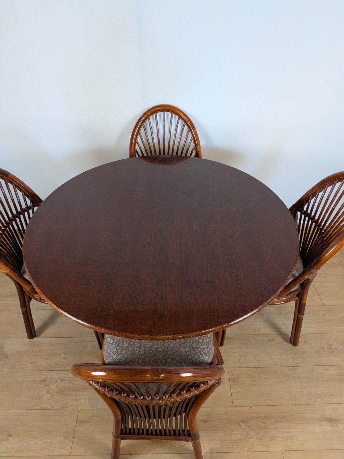 Roberti Rattan Italy Design Eethoek/ Ronde Tafel met stoelen, Overige materialen, Ophalen of Verzenden, Zo goed als nieuw, Robert Rattan