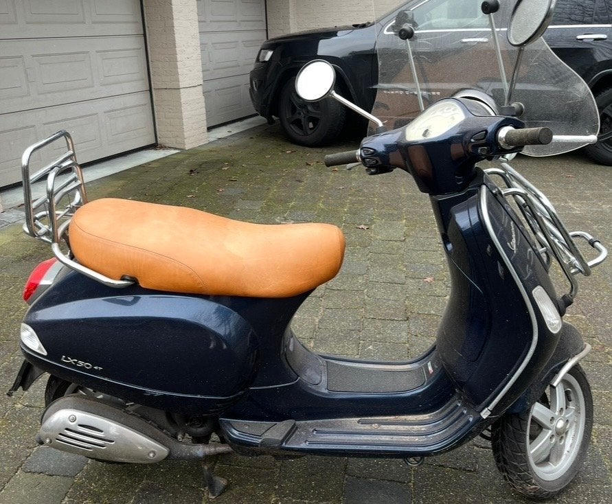 Vespa LX50 4T Piaggio C38, donkerblauw, windscherm+bagagerek, Ophalen, Gebruikt, Maximaal 45 km/u, Benzine
