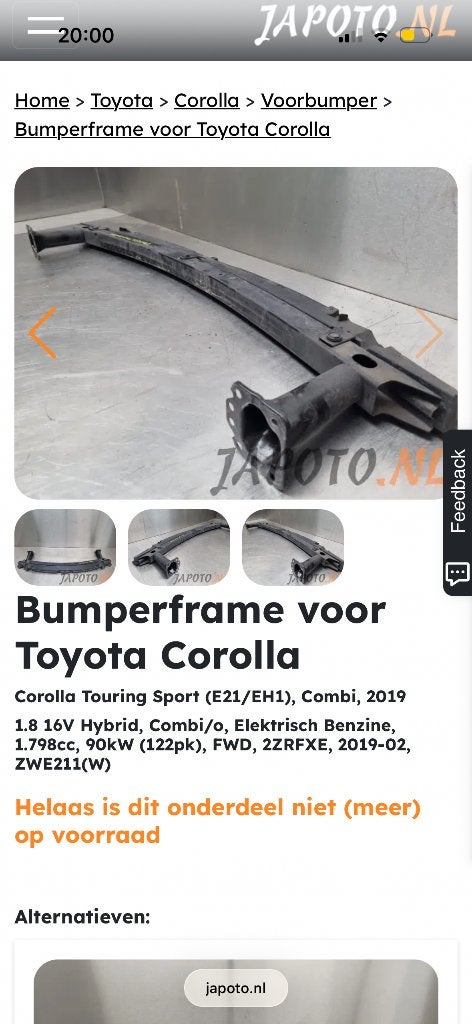 Bumper blak  Toyota Corolla, Auto-onderdelen, Ophalen, Voor, Toyota, Bumper