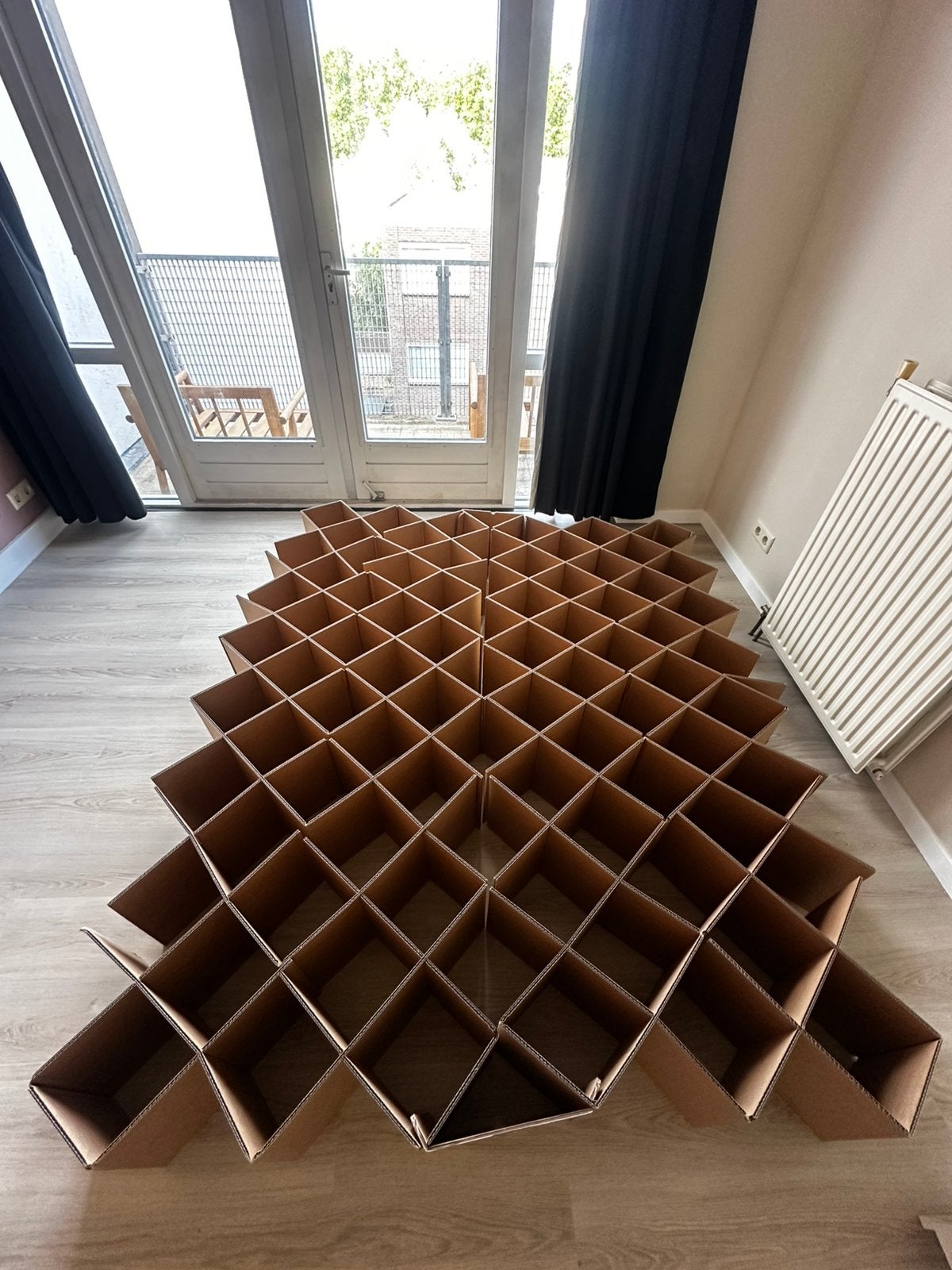 Kartonnen onderstel bed, Ophalen, Overige materialen, Bruin, Tweepersoons
