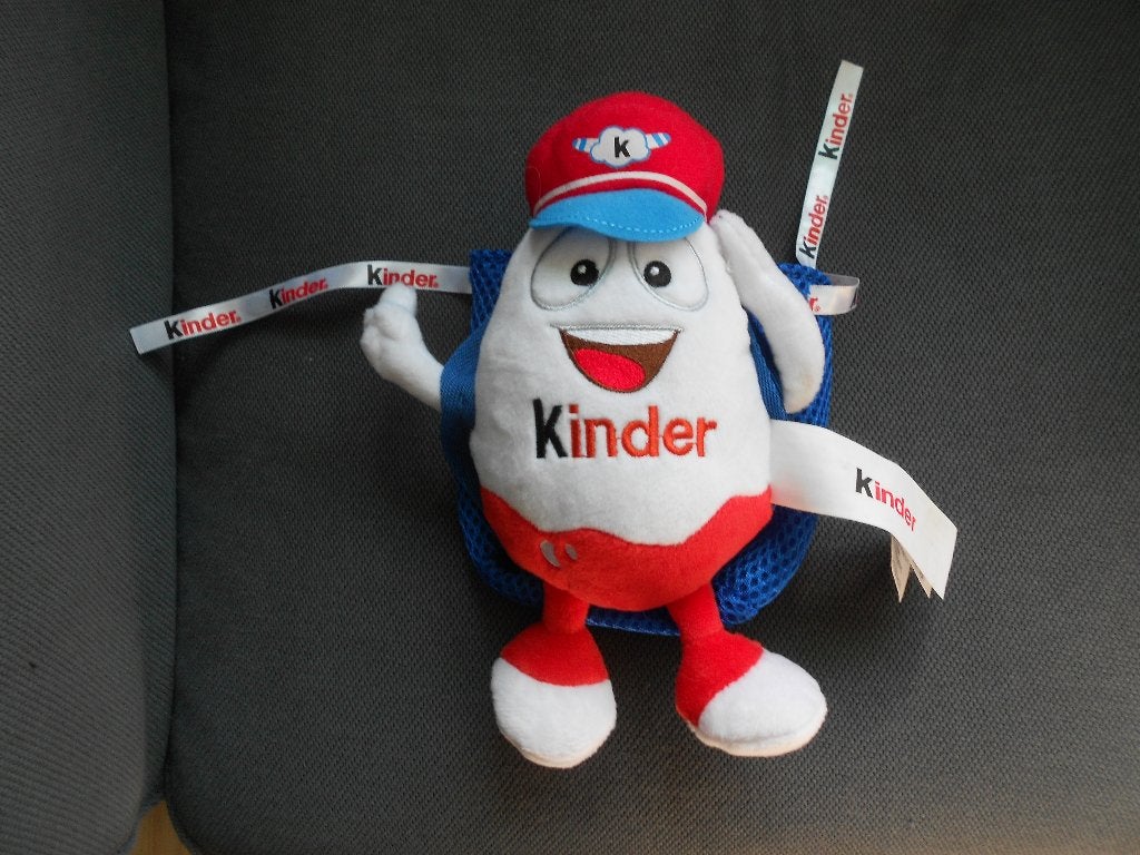 Kinder Ferrero kinderino plush knuffel met rugzakje, Ophalen, Gebruikt, Overige typen