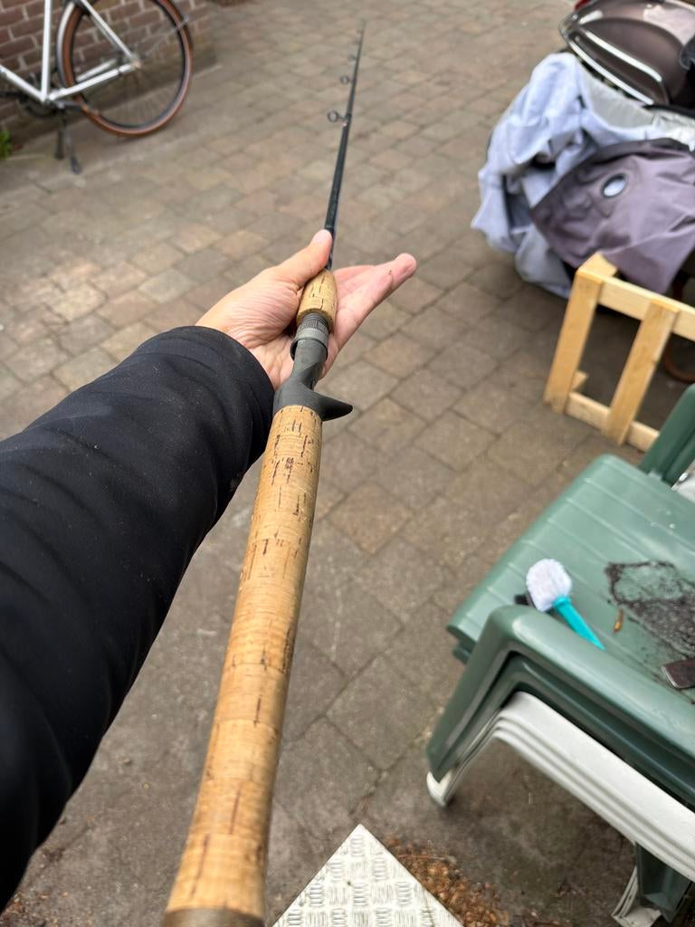 Jerkbait hengel 1.80m, 80g, eendelig, kurk, grip, Watersport en Boten, Ophalen, Gebruikt, Werphengel